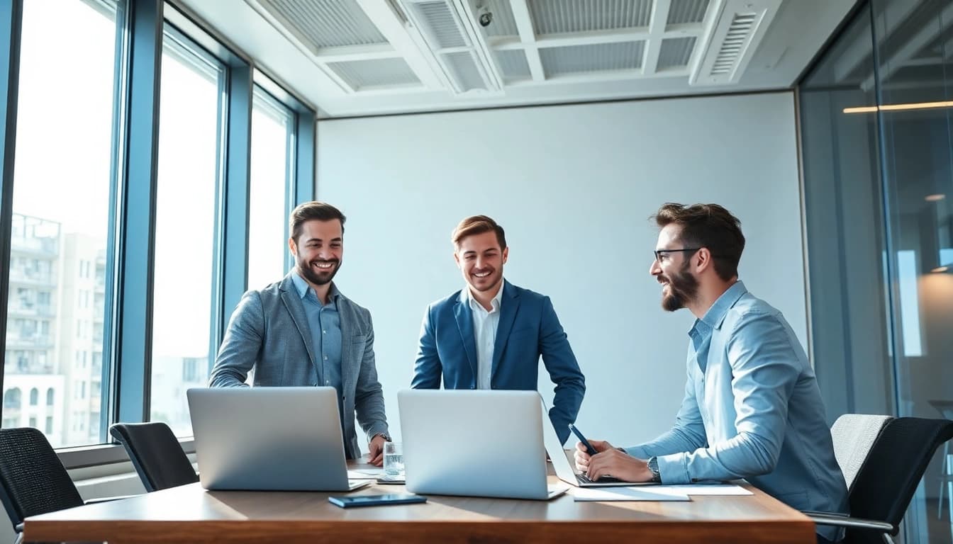 Professionelles Headhunter-Team in einem modernen Büro, das Strategien plant - Headhunter Schweiz