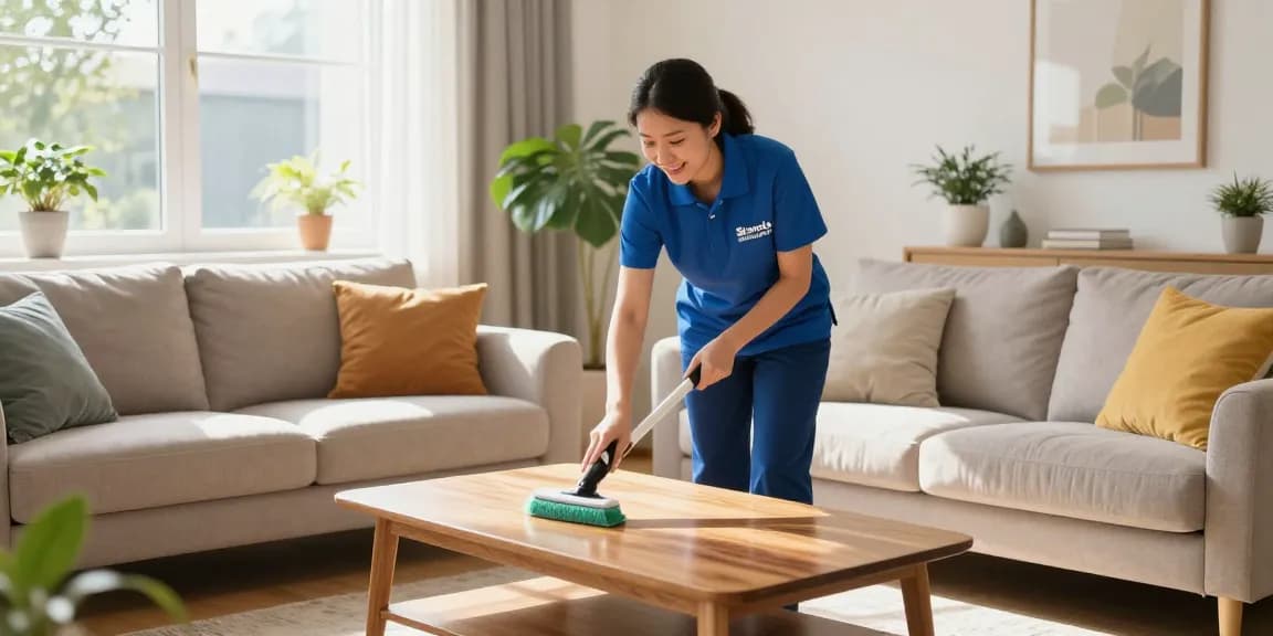 Expert cleaning service demonstrating wohnungsreinigung solothurn in a bright living room.