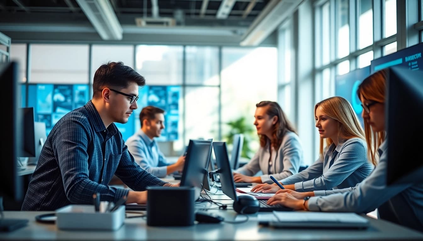 IT Managed Services Magdeburg – modern team collaborating effectively in a tech-savvy office.