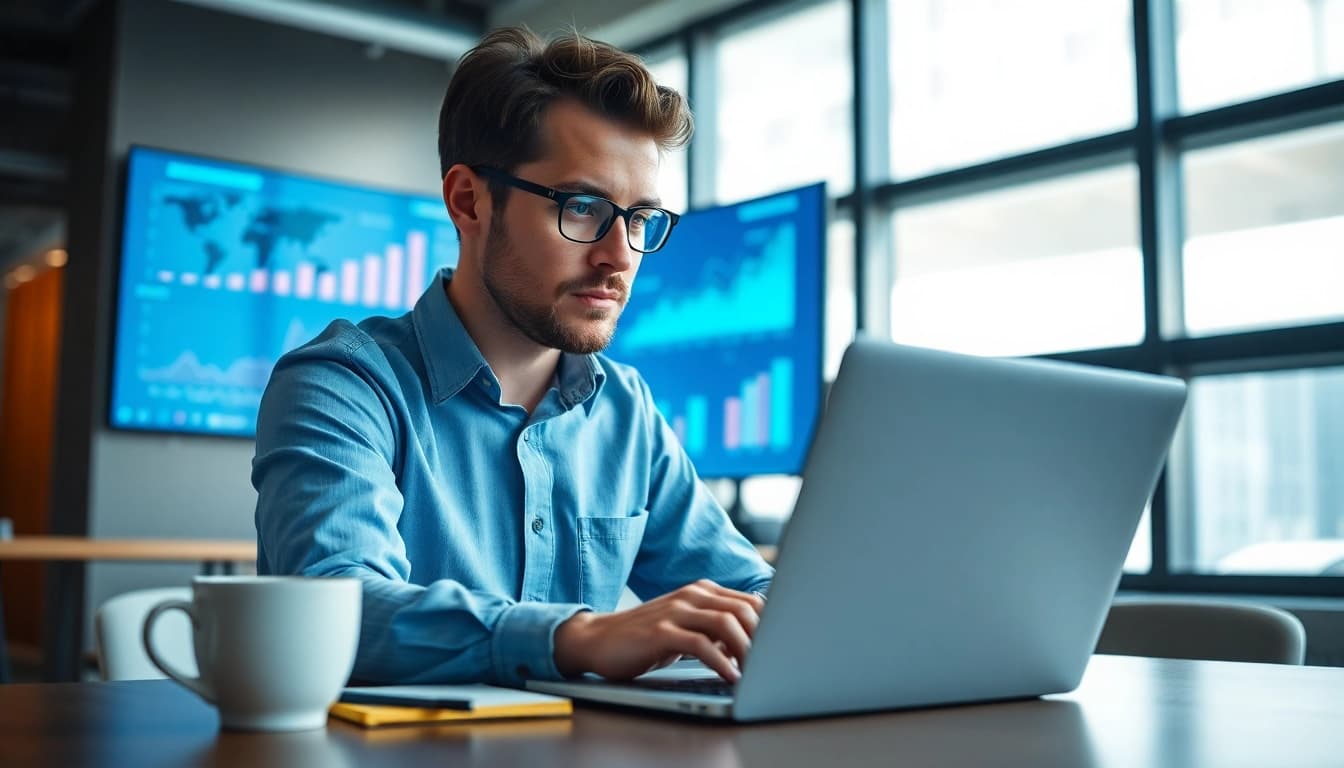 Steigerung der Sichtbarkeit durch lokale SEO-Strategien in einem modernen Büro.