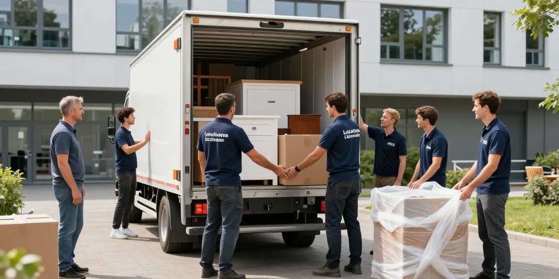 Professionelles Umzugsunternehmen Ludwigshafen beim Verladen von Möbeln in ein Umzugsauto.