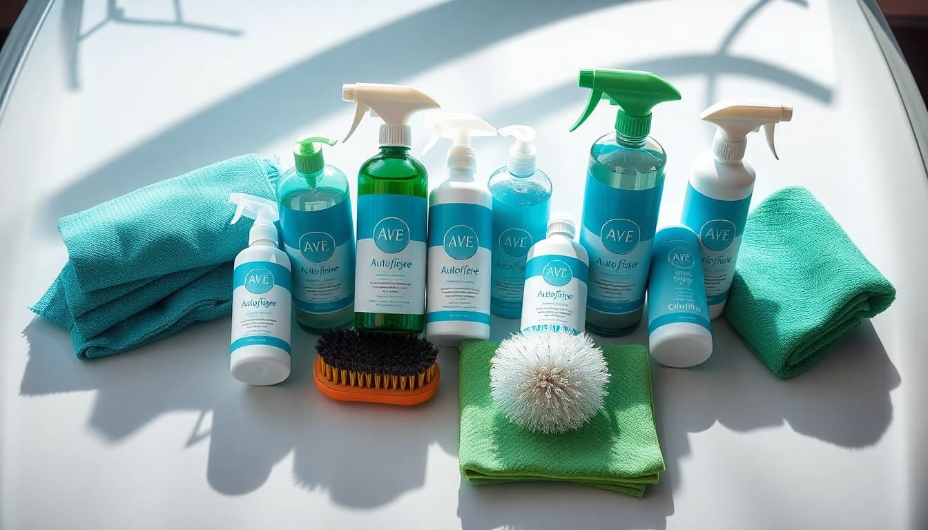Efficiently showcase an Autopflege Set including premium cleaning products and accessories.