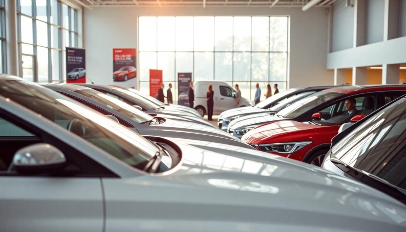 Auto kaufen in einem einladenden Autohaus mit vielen Fahrzeugen zur Auswahl.