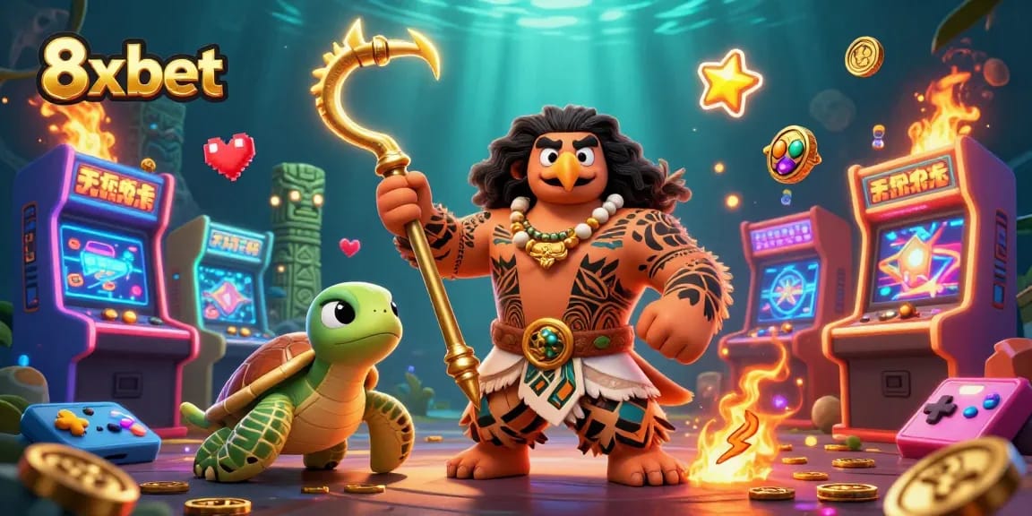 Engage in vibrant 8x bet action with a colorful 3D casino scene featuring dynamic characters and game elements.