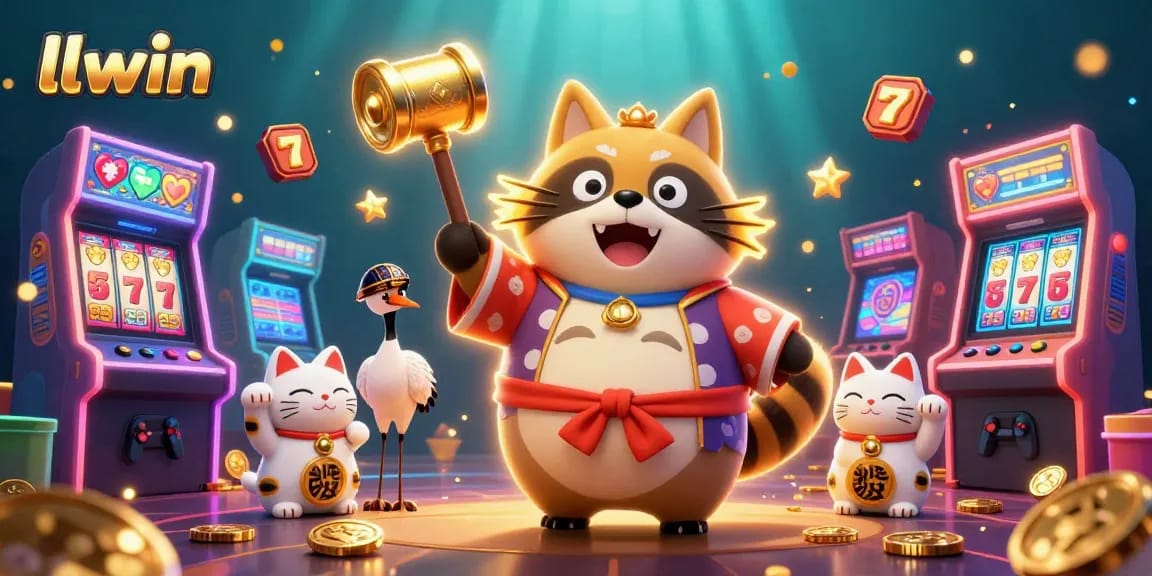 Experience the vibrant excitement of llwin's online casino with cheerful characters and dynamic gaming elements.