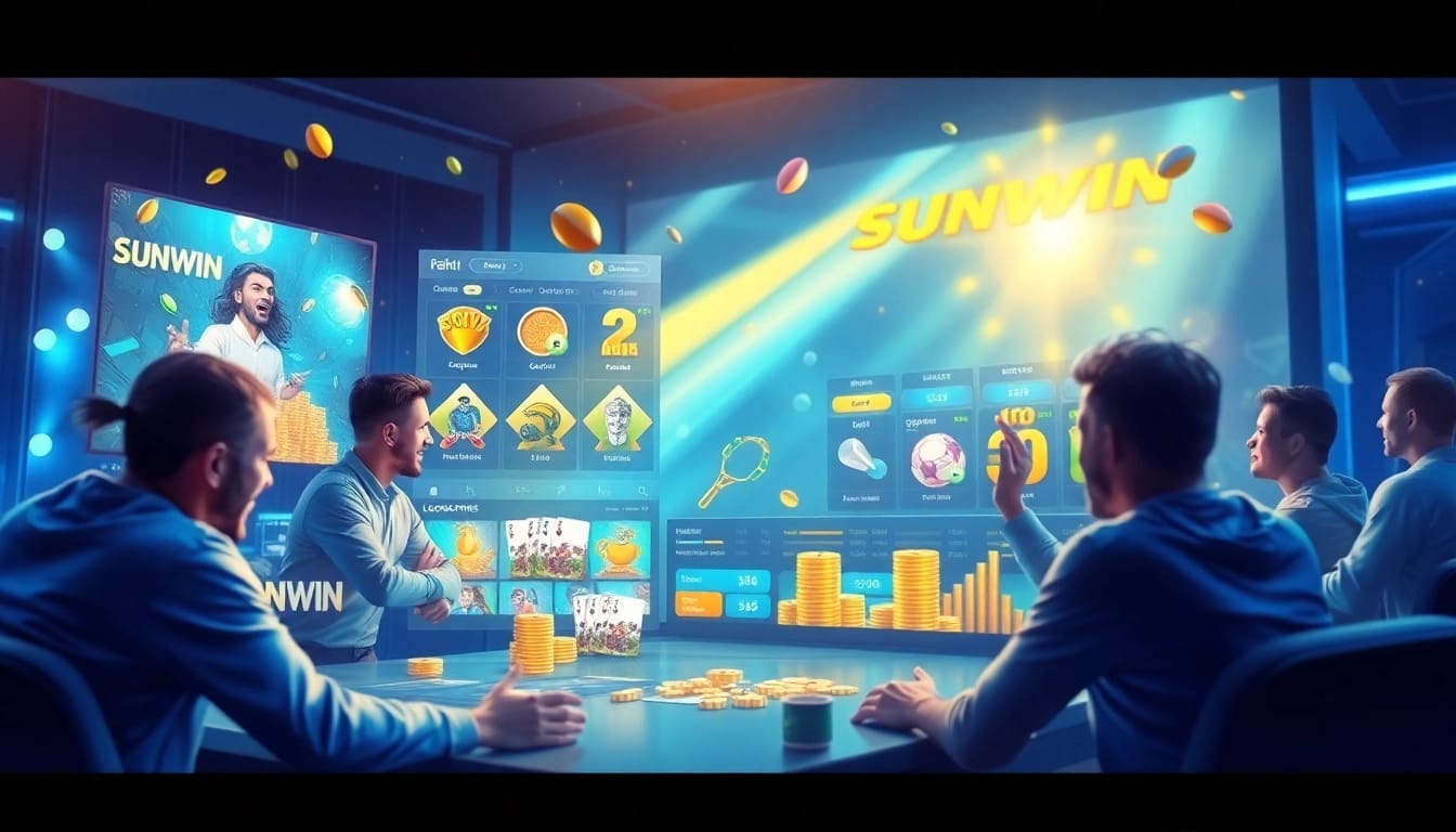 Engaging Sunwin gaming interface featuring diverse games and enthusiastic players.