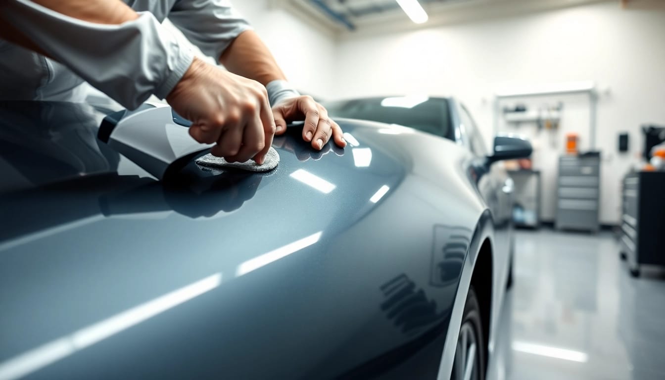 Keramikversiegelung Auto München Preis: Professionelles Fahrzeug wird mit Keramikversiegelung bearbeitet.