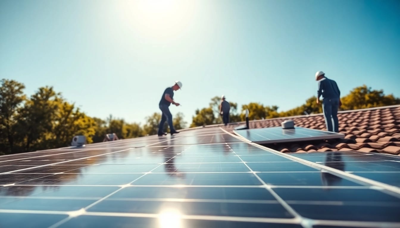 Steigern Sie Ihre Photovoltaik Leads durch professionelle Installationsszenen mit Energie und Optimismus.