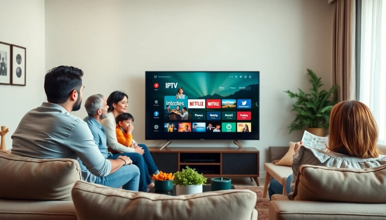 Informative guide on iptv kaufen with family enjoying IPTV experience