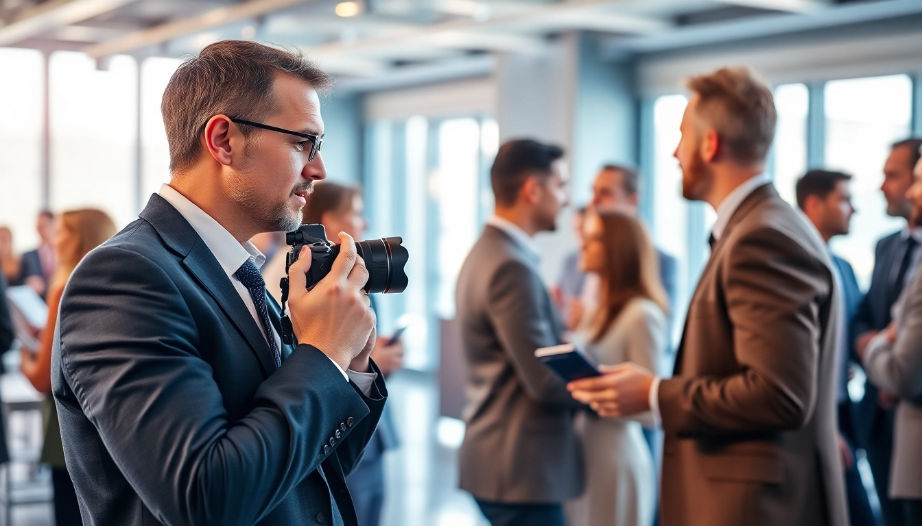Professioneller Businessfotograf München bei der Arbeit auf einem Unternehmensevent