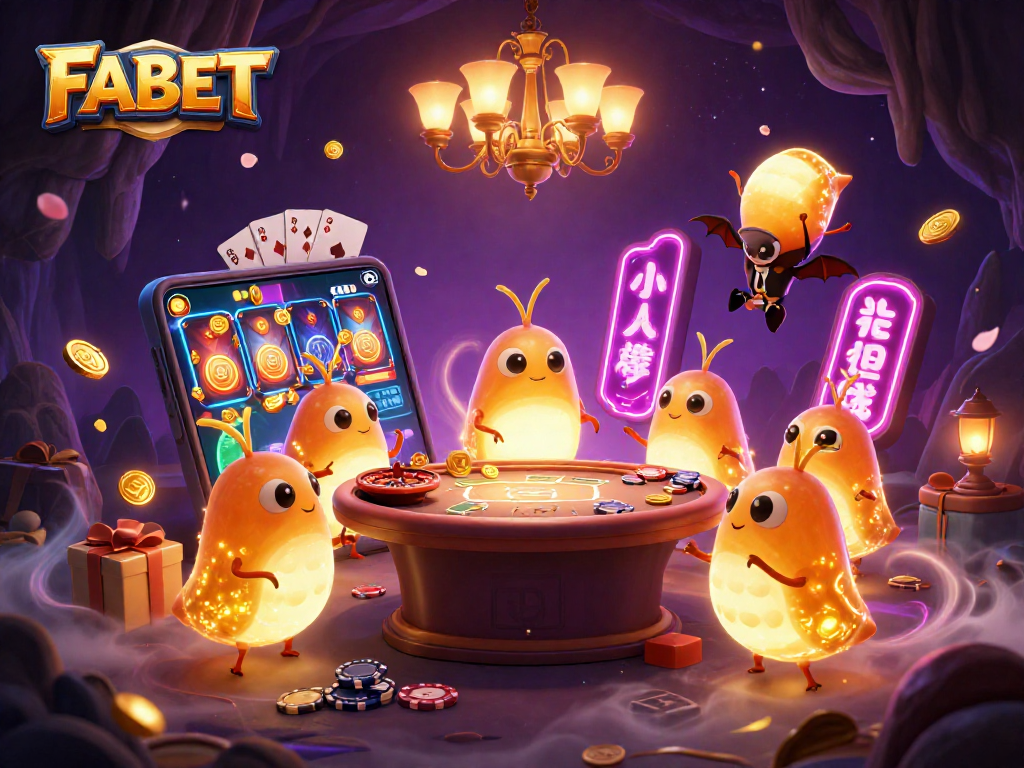 Experience FABET casino excitement with illuminated glowworms and engaging gaming elements.