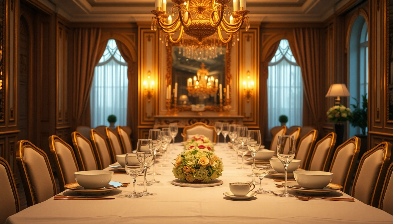 Luxury dining experience with a beautifully arranged table exuding elegance and sophistication.