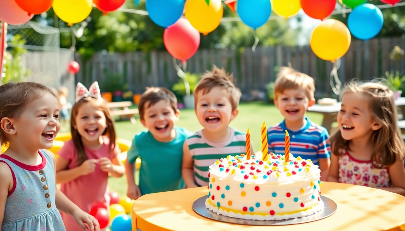 Kindergeburtstag 4 Jahre mit fröhlichen Kindern und bunten Spielideen.