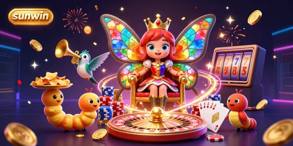 Experience thrilling gameplay at sunwin with a colorful casino scene highlighting dynamic characters and game elements.