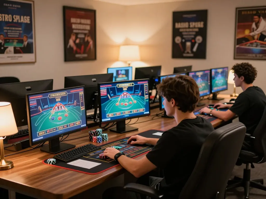 Engaging in online casino games with Link SC88 on multiple screens, showcasing a focused gaming setup