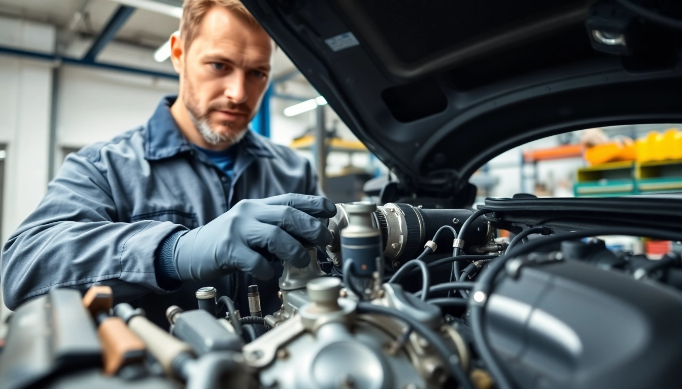 Motorschaden Ankauf: Mechaniker prüft Motorschaden in moderner Werkstatt