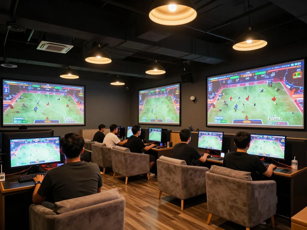 Người xem tận hưởng các trận đá gà thomo HD trực tiếp trong một phòng chơi hiện đại, làm nổi bật bầu không khí thú vị.
