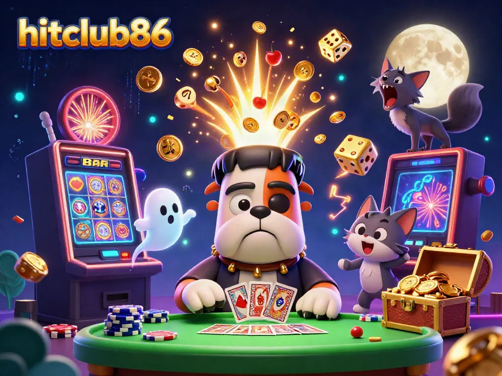 Experience the thrill of hitclub86 with animated monsters dealing cards in an exhilarating casino scene.