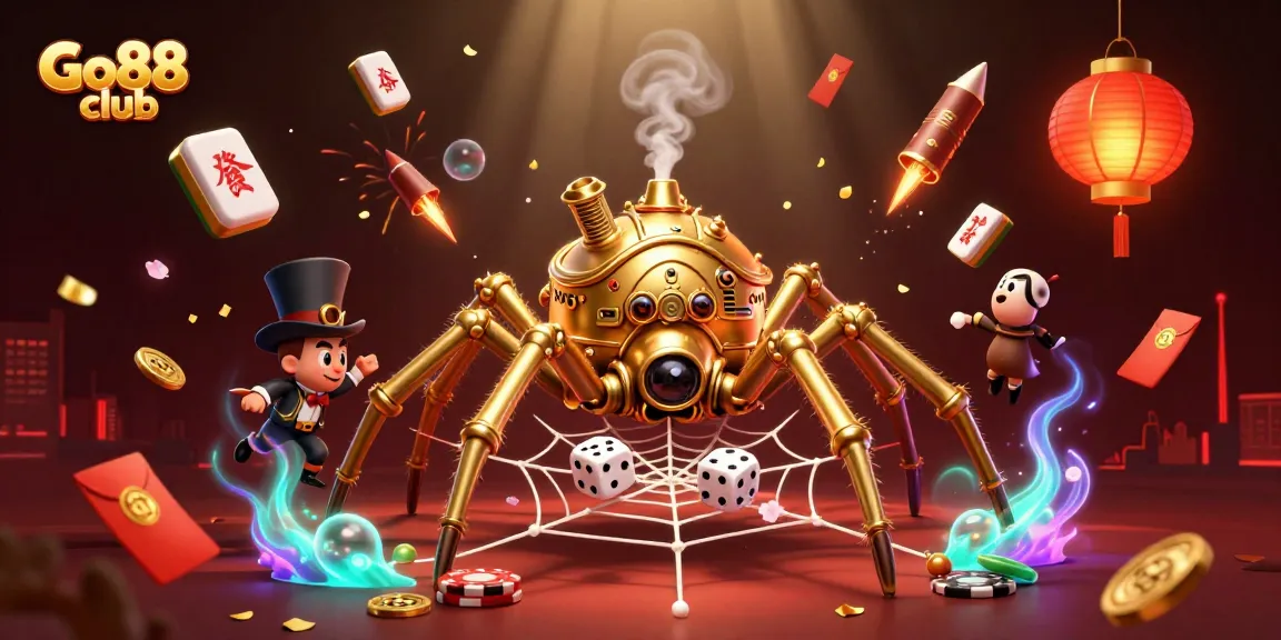 Play games at Go88 club featuring a vibrant 3D casino illustration with steampunk elements.