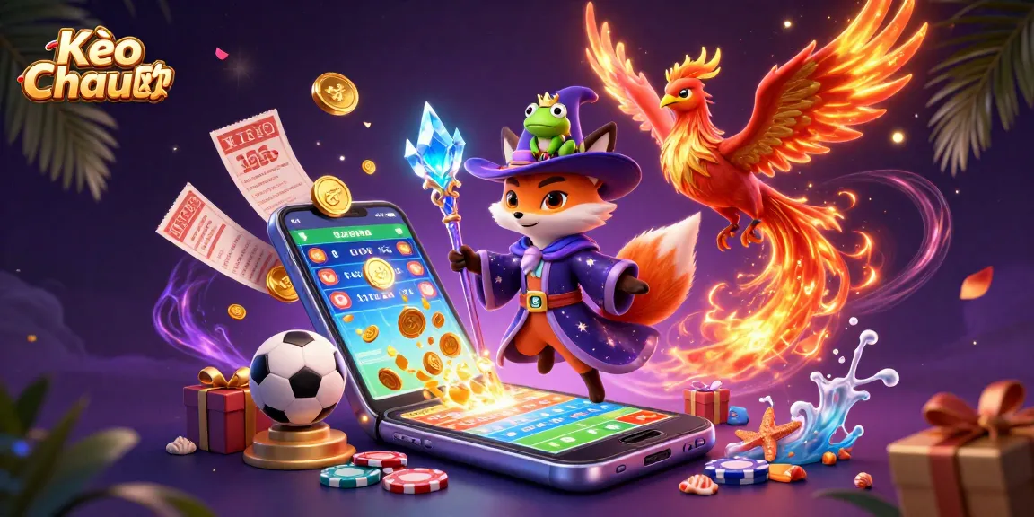 Ko Chu u sports betting illustration featuring a wizard fox, phoenix, and vibrant gaming elements.