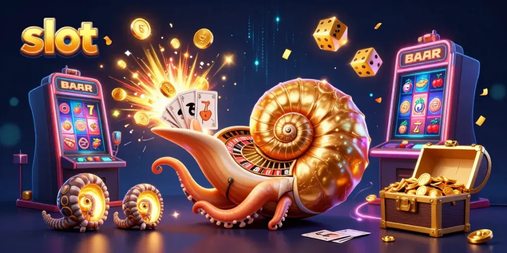 Experience thrilling slot gameplay with the vibrant 3D nautilus and jackpot explosion at RUPIAHSLOT88