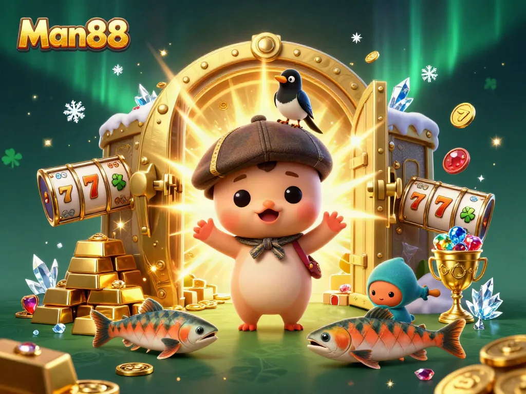 Engage in thrilling gameplay at Man88 with vibrant jackpot elements and charming characters.