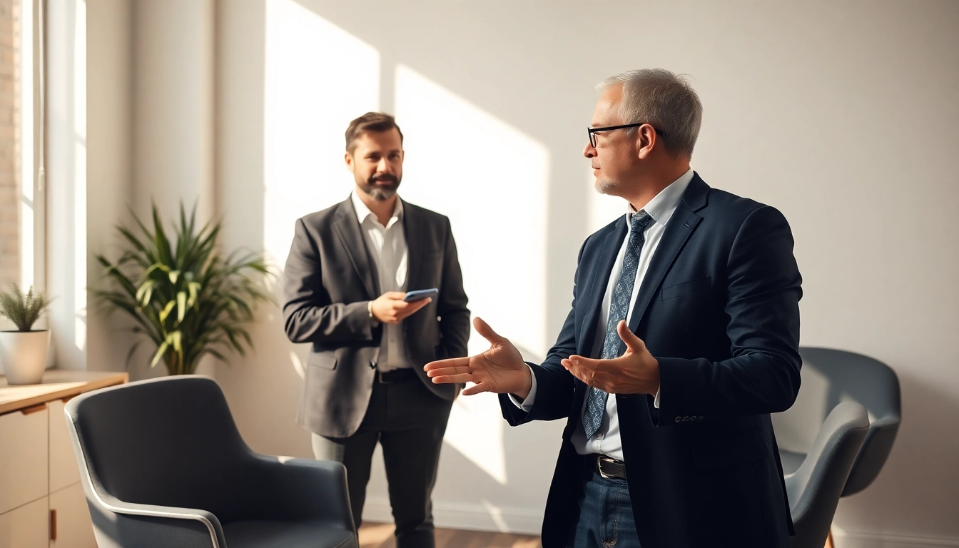 Bewerbungscoaching für Manager: Ein Coach unterstützt Führungskräfte bei der Karriereplanung in einem modernen Büro.