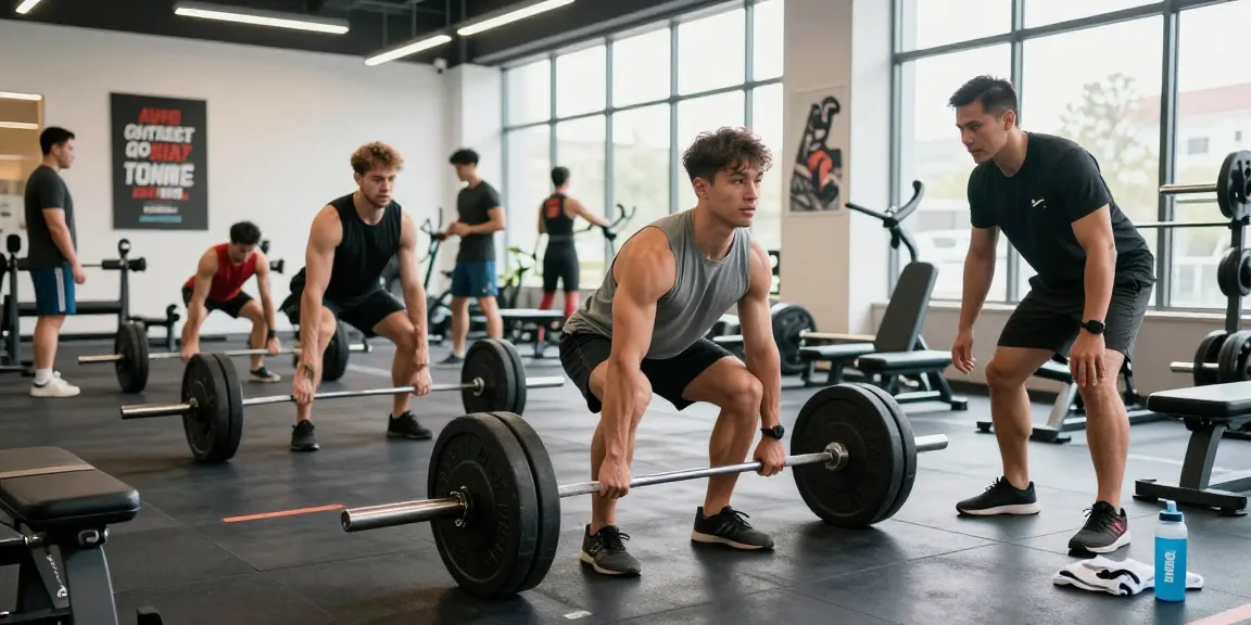 Mann, der Gewichte im Fitnessstudio Anabolika Shop Deutschland hebt, und Hingabe sowie Fitness verkörpert.