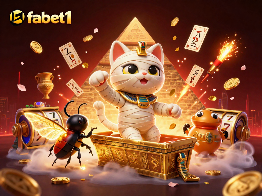 Experience the thrills of fabet1 as the Egyptian mummy cat unleashes luck from a golden sarcophagus.