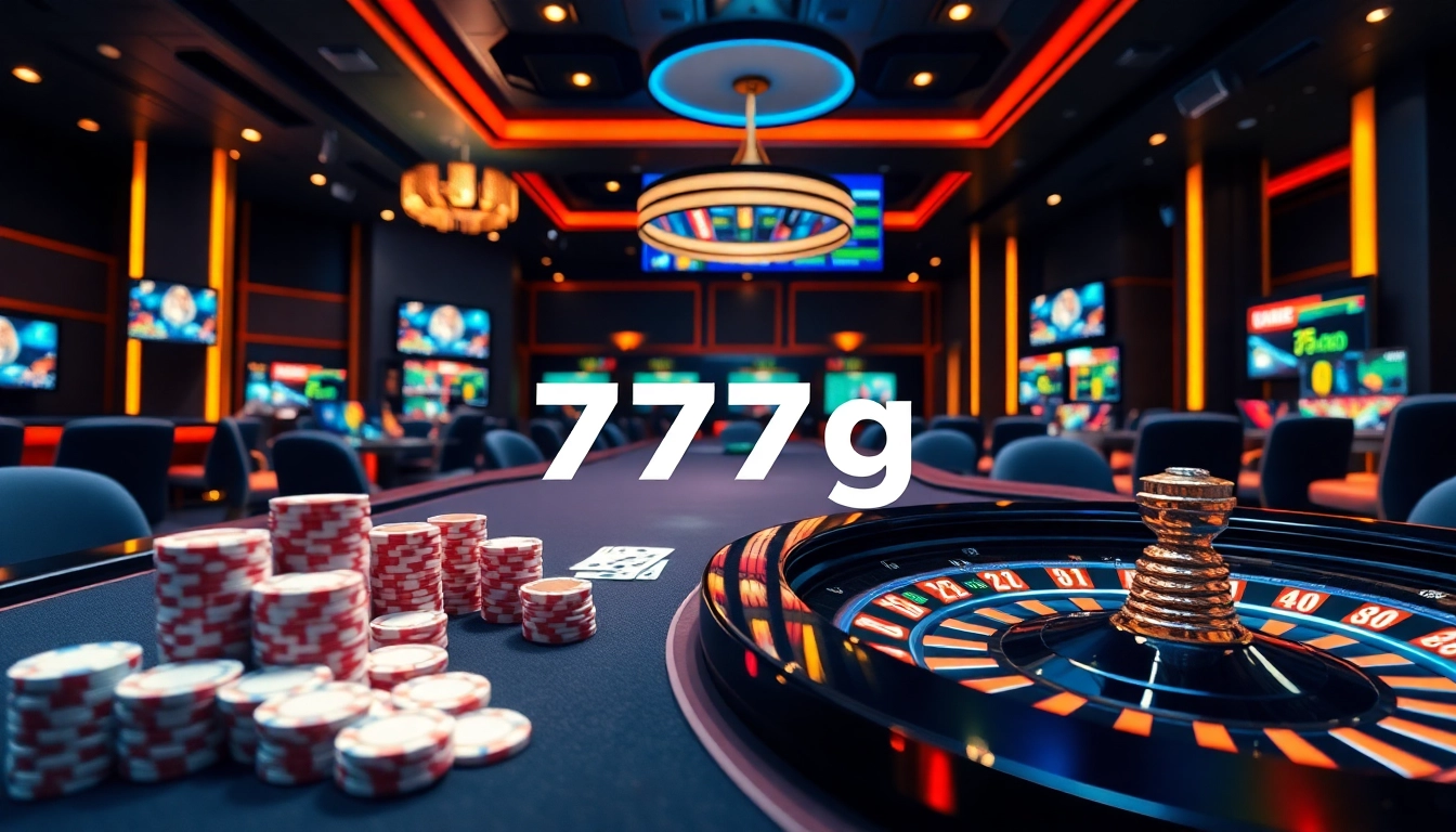 Experience the excitement of 777g with a luxurious casino table and colorful betting elements.