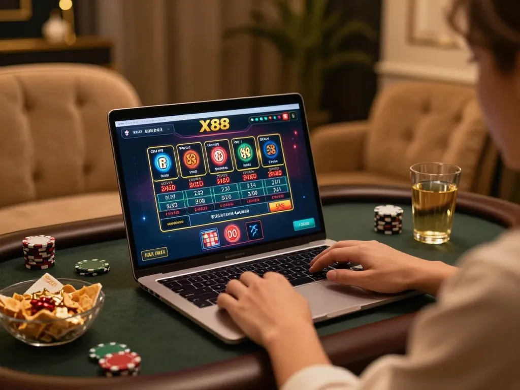 X88 online casino gaming experience with live dealer blackjack gameplay.