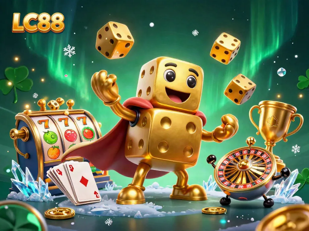 Experience thrilling gameplay with LC88's vibrant 3D casino characters amidst spinning slot reels and jackpot excitement.