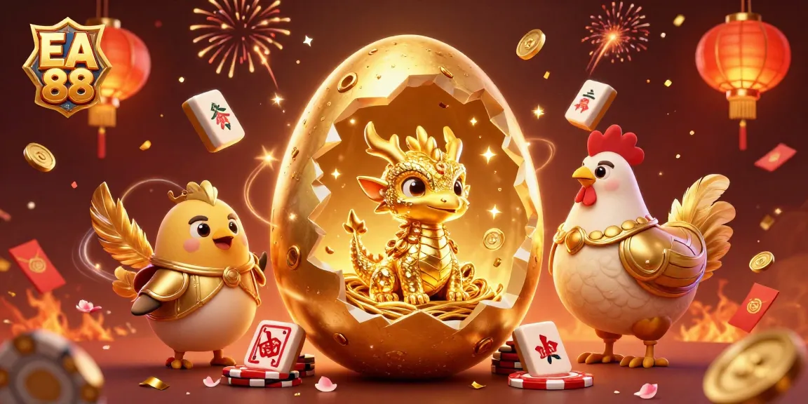 Experience the vibrant energy of EA 88 with a golden dragon illustration, surrounded by poker chips and festive elements.