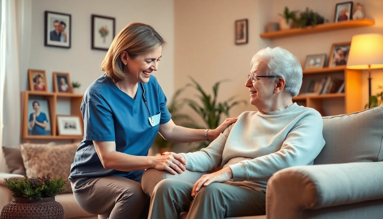 Compassionate caregiver providing support in a home setting, showcasing the Pflegedienst's dedication to quality care.