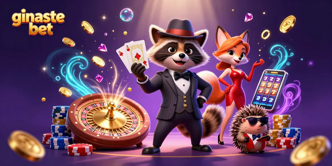 Enjoy thrilling wins at ginaste bet with characters placing bets at a vibrant casino scene.