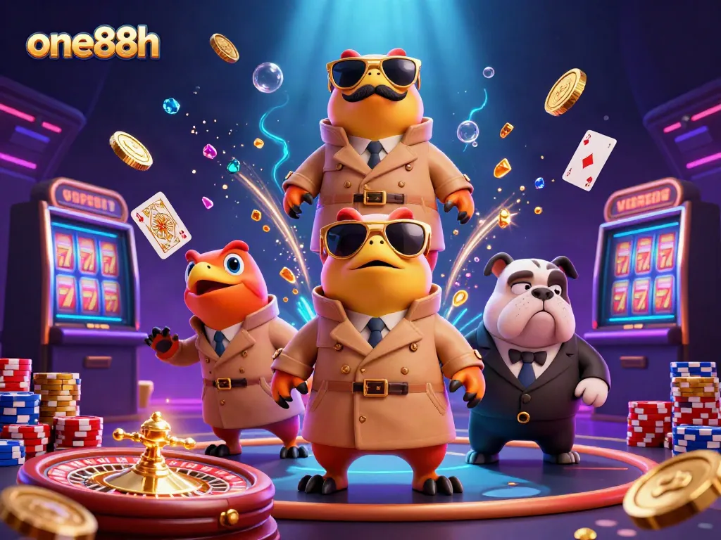 Experience the excitement at one88h with raptors in a trench coat attempting to enter a VIP casino lounge.