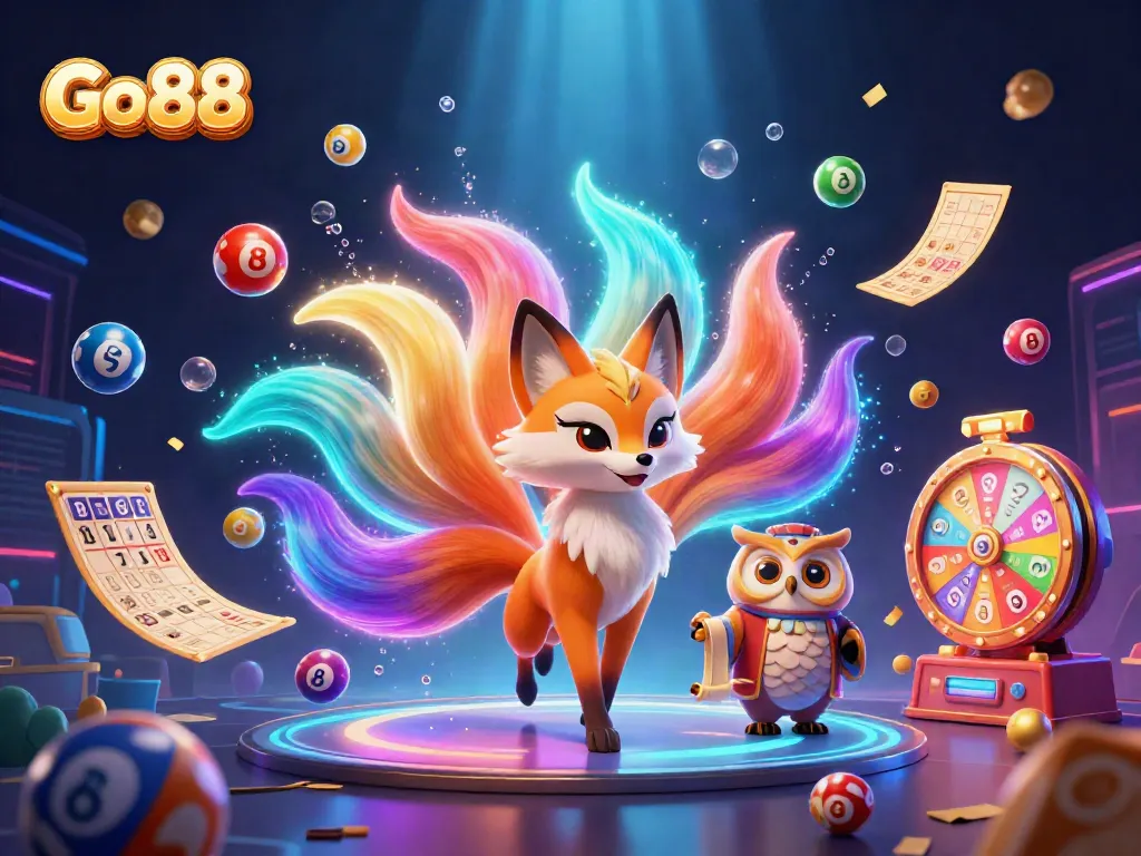 Engage with Go 88's vibrant gaming atmosphere featuring dynamic lottery and prize elements.