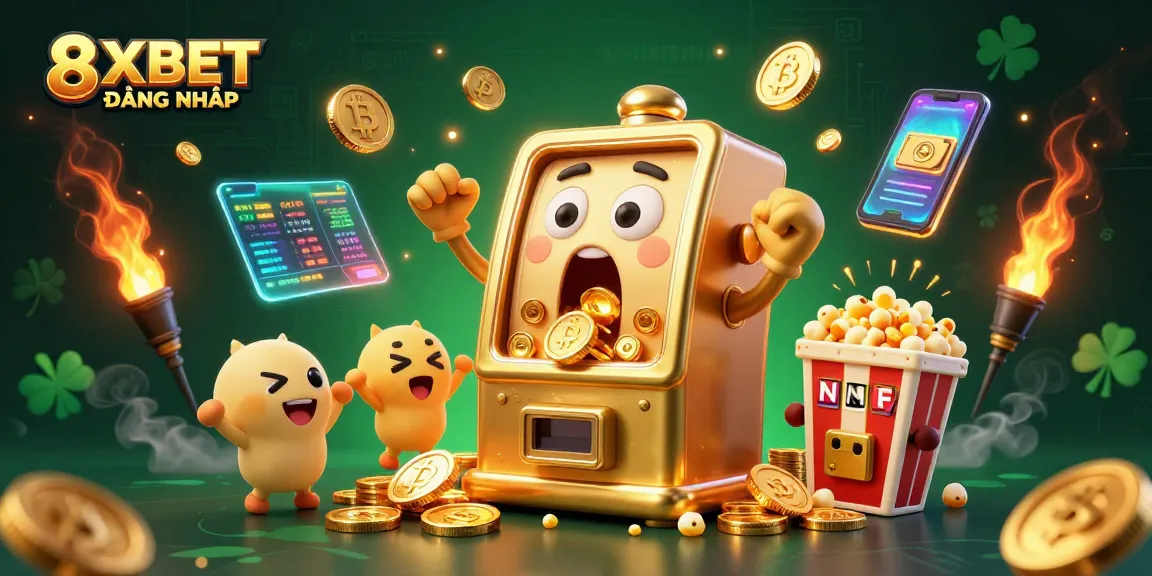 Engage in thrilling gameplay with 8XBET ĐĂNG NHẬP while coin-filled slots celebrate wins.
