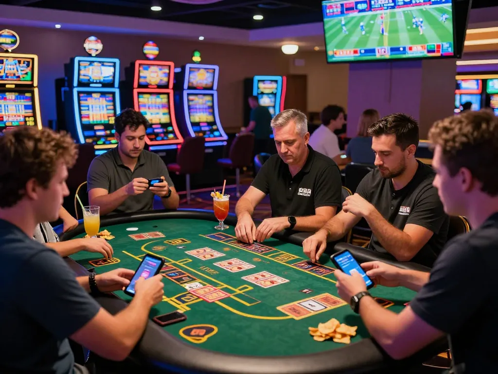 Players excitedly engaging in various games at BL555 online casino, showcasing lively atmosphere and vibrant gaming action.