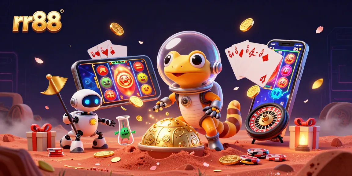 Experience thrilling gameplay at rr88 with a 3D Martian gecko, casino elements, and vibrant graphics.