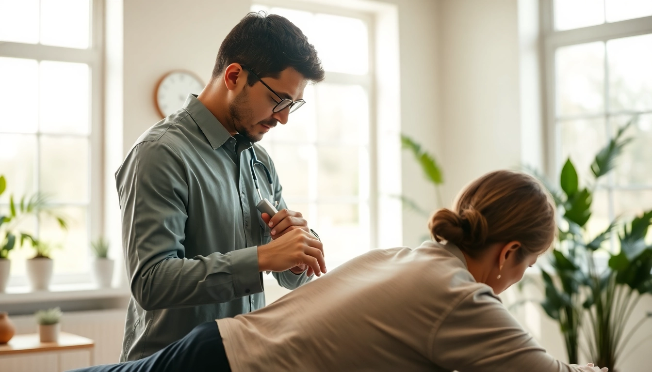 Osteopathie Kiel: Fachkundiger Osteopath behandelt Patienten in einer beruhigenden Klinik.