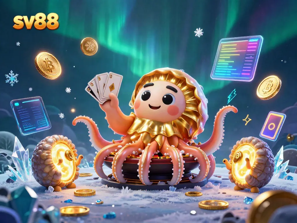 Experience thrilling gameplay with the sv88 nautilus casino scene featuring cards and glowing crypto coins.