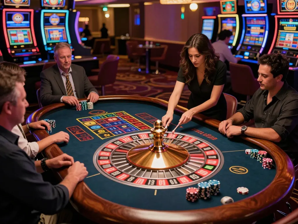 Engaging players at a roulette table in a lively casino, experiencing the excitement of TR88.