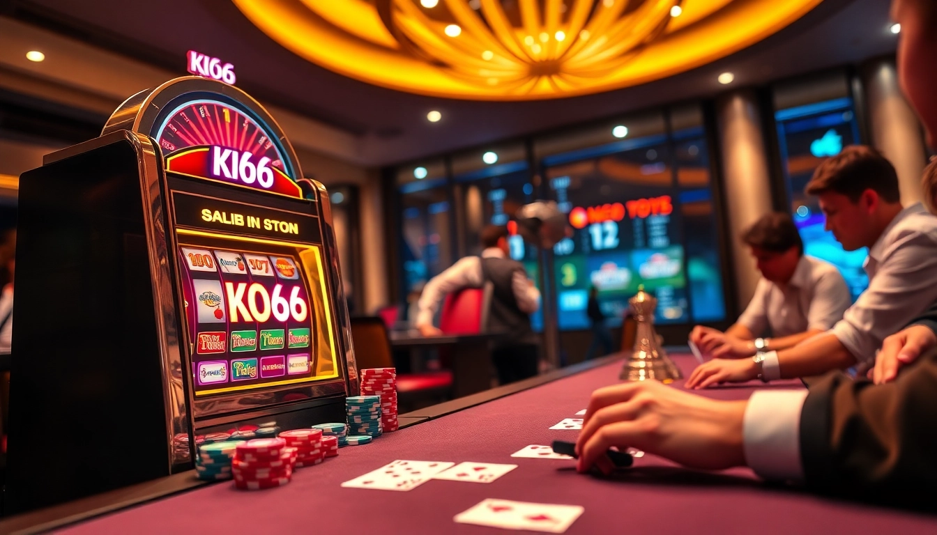 Trải nghiệm sự phấn khích của KO66 tại một sòng bạc sang trọng với các máy slot sống động và người chơi hấp dẫn.