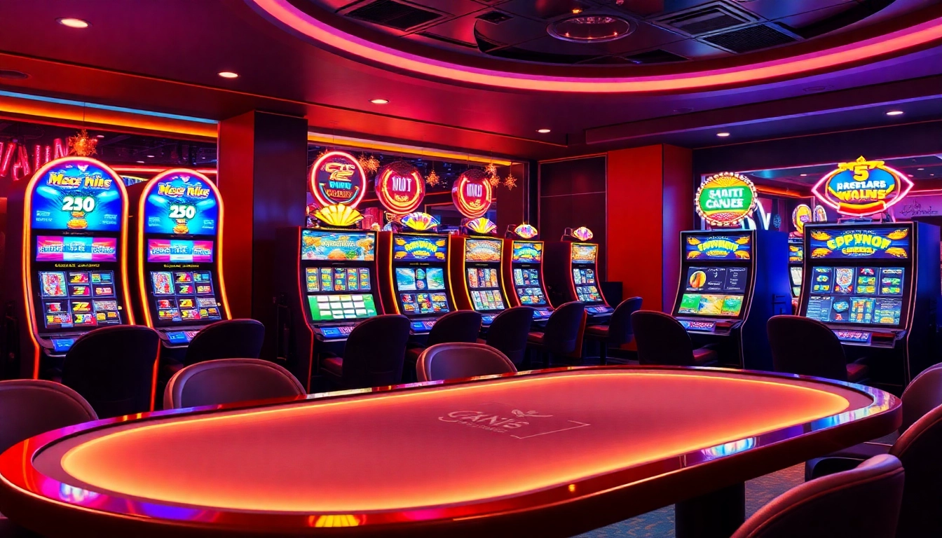 Erlebe die aufregende Welt eines online casino Österreich mit bunten Spielautomaten und eleganten Spieltischen.