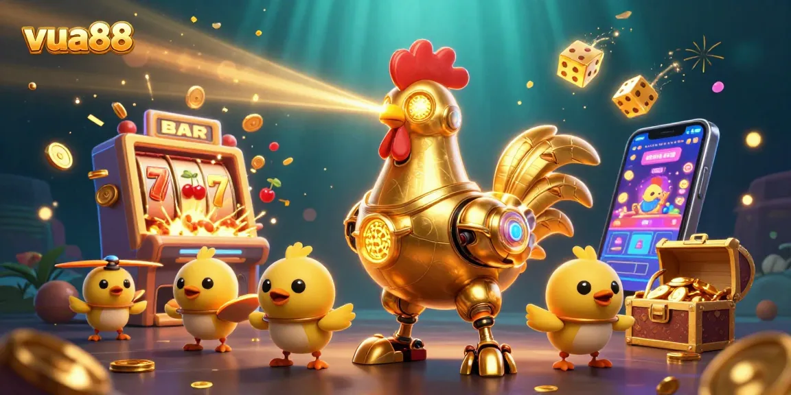 Engage in thrilling winning action with vua88's vibrant casino illustration showcasing dynamic game elements.