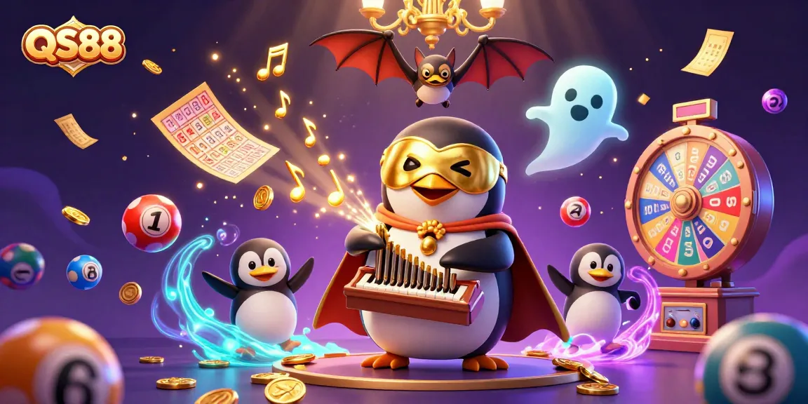 Engage in thrilling gameplay with QS88 as vibrant lottery balls and golden treasures soar in an electrifying scene.