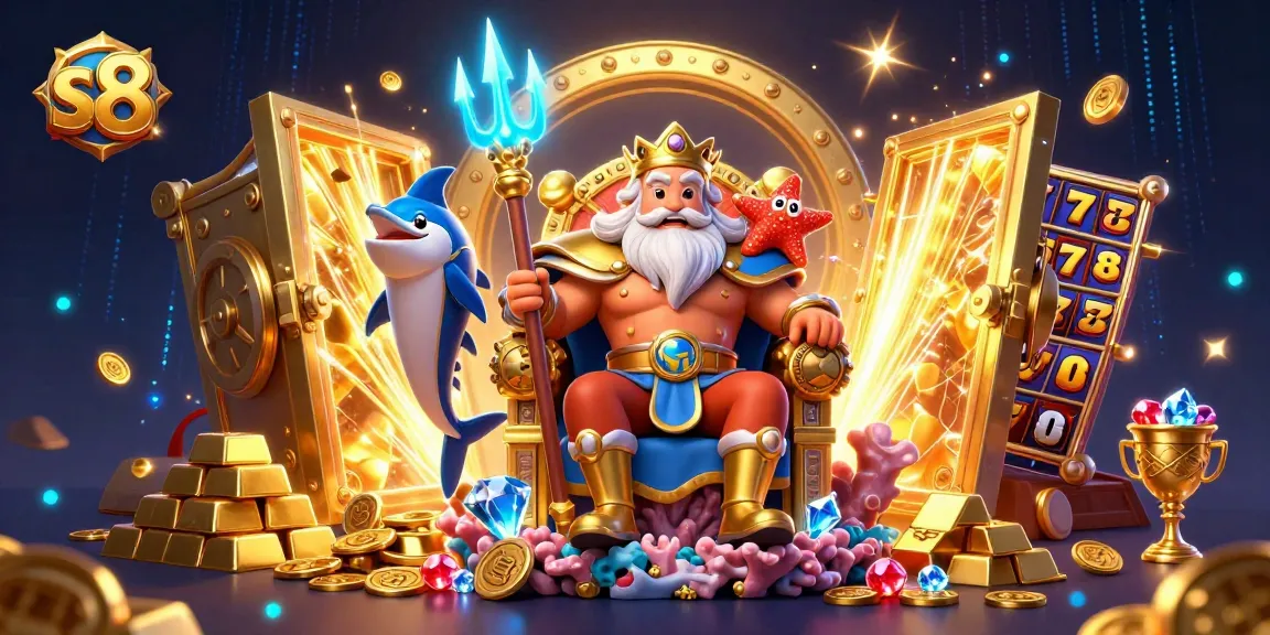 S8 game adventure featuring Neptune and riches, immersed in online gambling excitement.