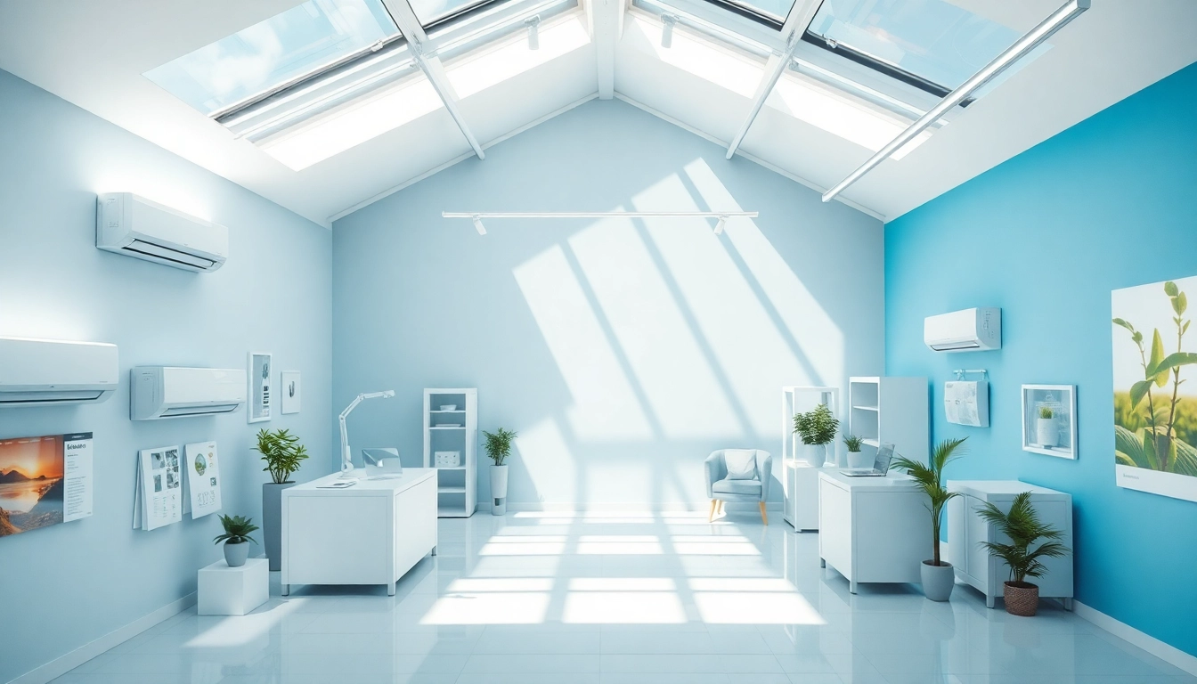Klimaanlagen aus verschiedenen Modellen kaufen, modernes Design in einladendem Raum, energieeffizient und stilvoll.