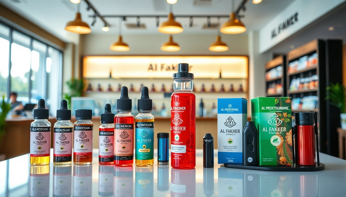 Al Fakher 30K im Vordergrund zusammen mit verschiedenen erhältlichen Vape-Produkten zum Genießen.